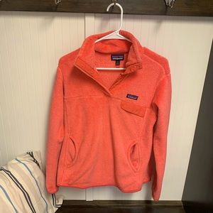 Patagonia Re-Tool Fleece Snap Pullover, coral, women’s size medium